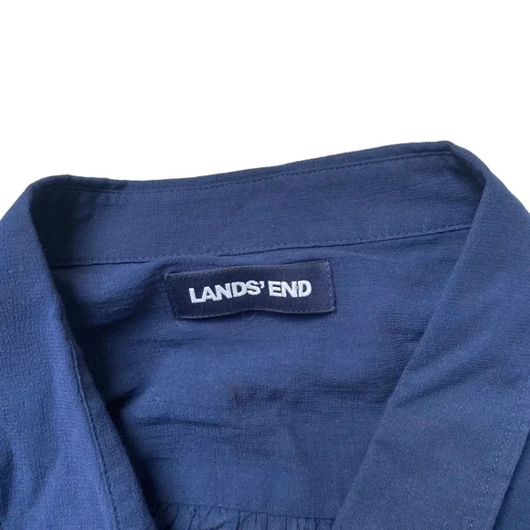 Lands’ End Navy Cotton Tunic Coverup 1X 2X Embroidered Button Front Beach - Picture 13 of 15